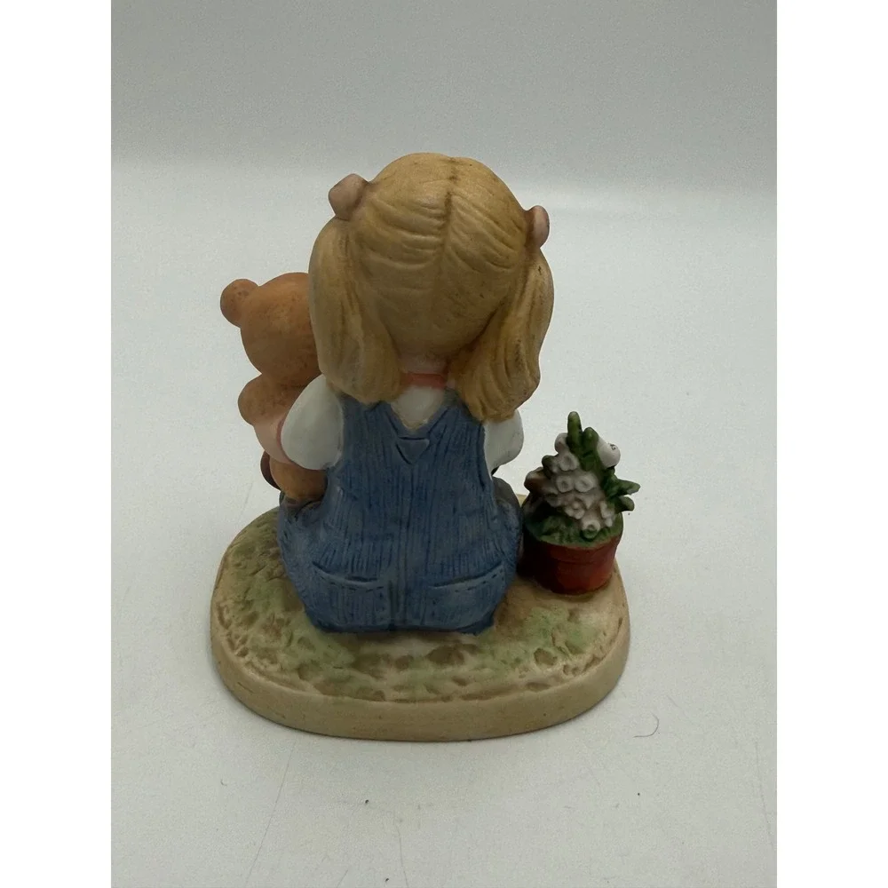 Vintage 1985 Homco Denim Days Figurine 1504 Debbie with Teddy Bear Porcelain